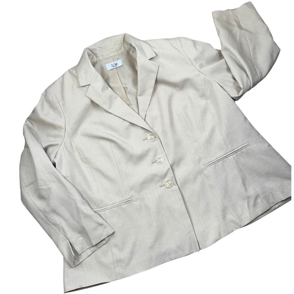 Le Suit Blazer Women's 24W Ivory Cream Pinstripe Tailored Blazer Jacket NWT - Picture 12 of 12